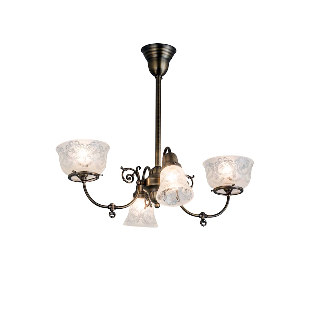 Revival Wreath and Garland 4 Light 28" Wide Chandelier with White Glass Shade