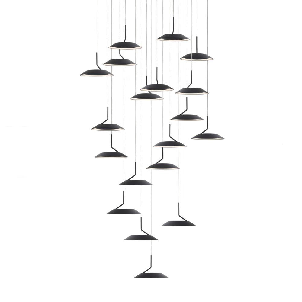 Royyo Pendant, 19-Light, Circular, LED, Matte Black, Matte Black Canopy, 22"W (RYP-C19-SW-MTB 407UELE)