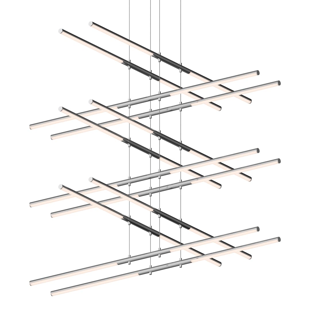 Tik-Tak 47-1/2" Wide LED Six Tier Linear Chandelier with Optical Acrylic Shades