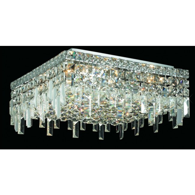 6 light contemporary flush mount ceiling light dressed with 25% full lead crystal balls