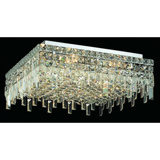 12 light contemporary flush mount ceiling light dressed with 25% full lead crystal balls