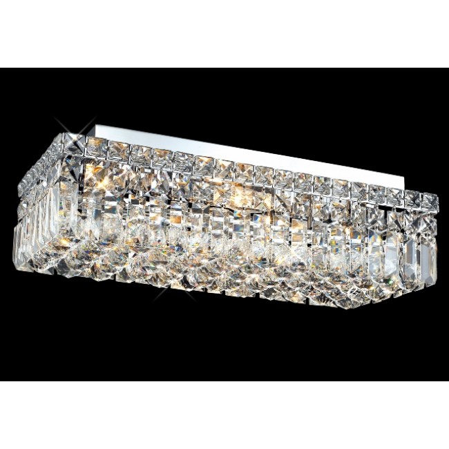 4 light contemporary flush mount ceiling light dressed with 25% full lead crystal balls
