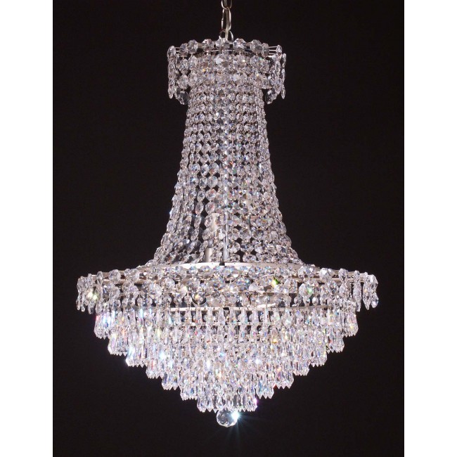 12 lights crystal chandelier in polished chrome finish