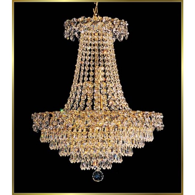 9 lights crystal chandelier in gold plated finish