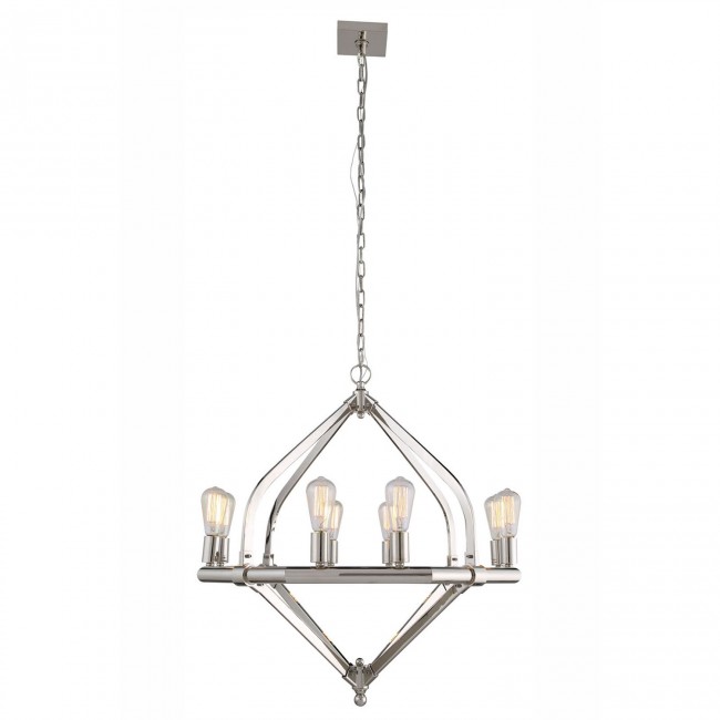 Polished Nickel Eight-Light Chandelier