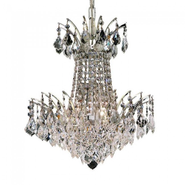 Chrome Four-Light Chandelier with Clear Royal Cut Crystals