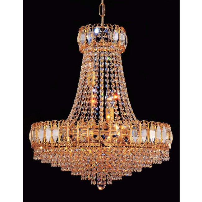 12 lights crystal chandelier in gold plated finish