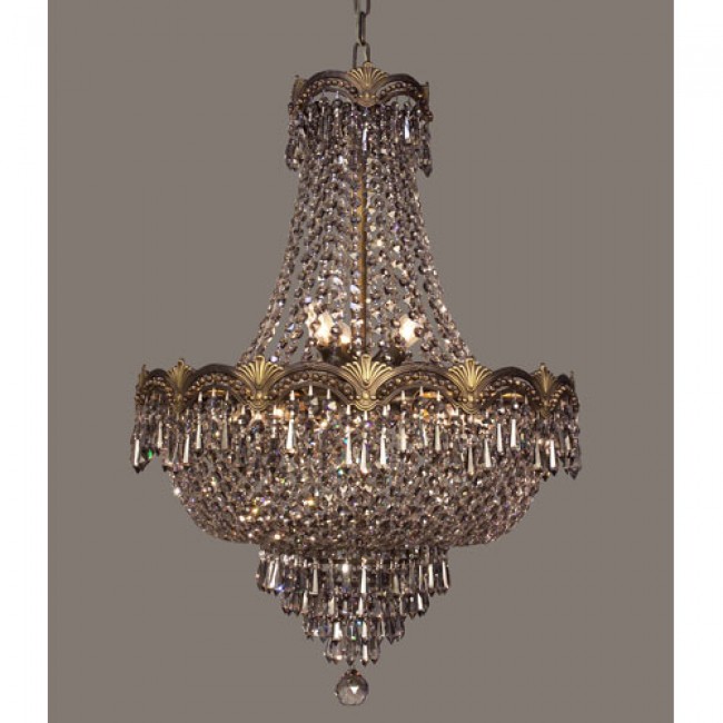 Regency II Roman Bronze Three-Light Chandelier with Smoked Crystal Accents