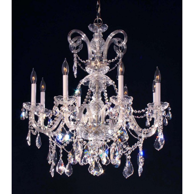 8 Lights Bohemian Crystal chandelier in polished chrome finish