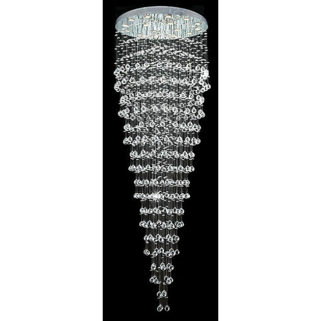 16 Light Contemporary Crystal Chandelier with polished chrome base