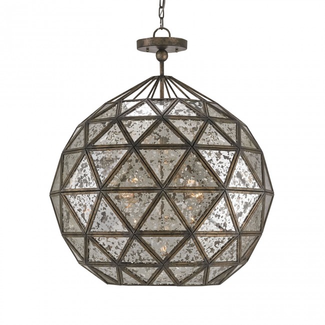 Bronze and Raj Mirror Six-Light Mirrored Pendant