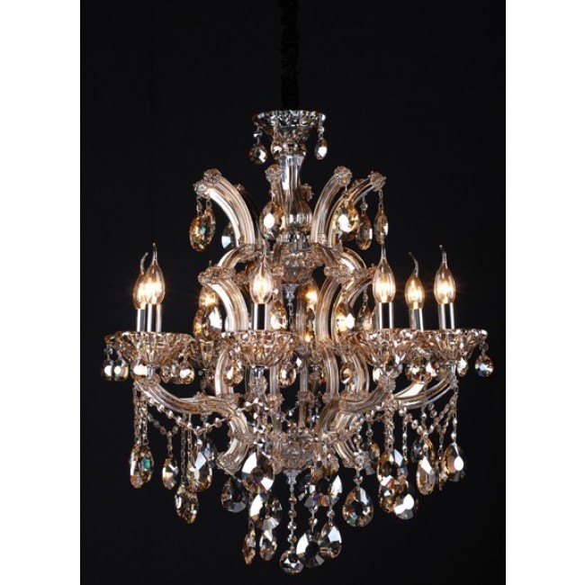8 Light Maria Theresa crystal chandelier in cognac color