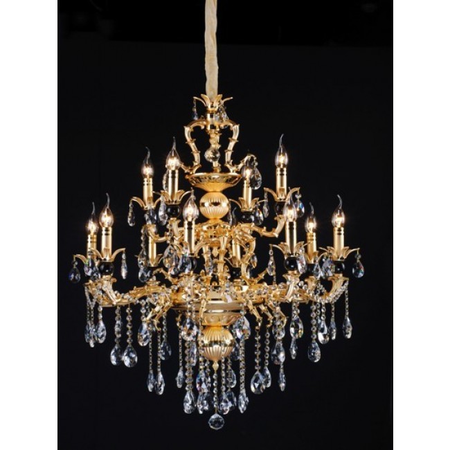 Gold plated 12 Light Zinc Alloy crystal Chandelier