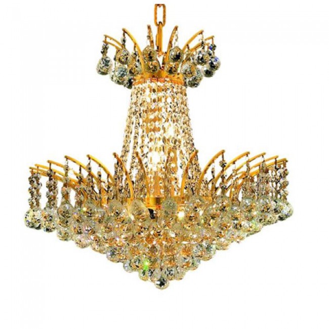 Gold Eight-Light Chandelier with Clear Royal Cut Crystals