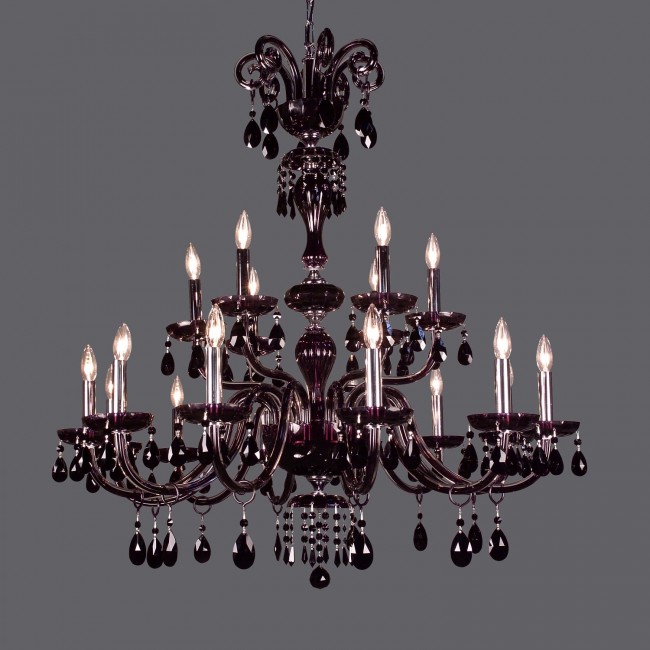 18 Light black traditional crystal Chandelier dressed with black crystals