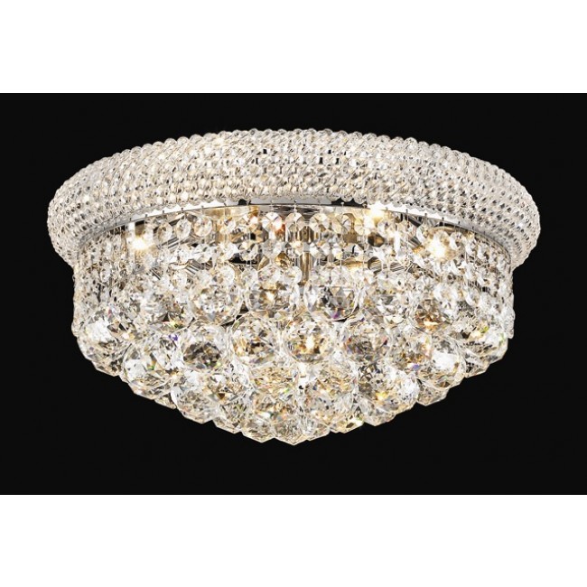 8 light crystal flush mount ceiling light dressed with crystal balls with polished chrome