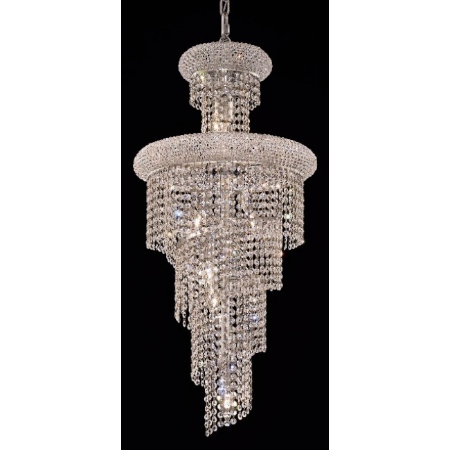 10 Light Spiral Crystal Chandelier chrome plated