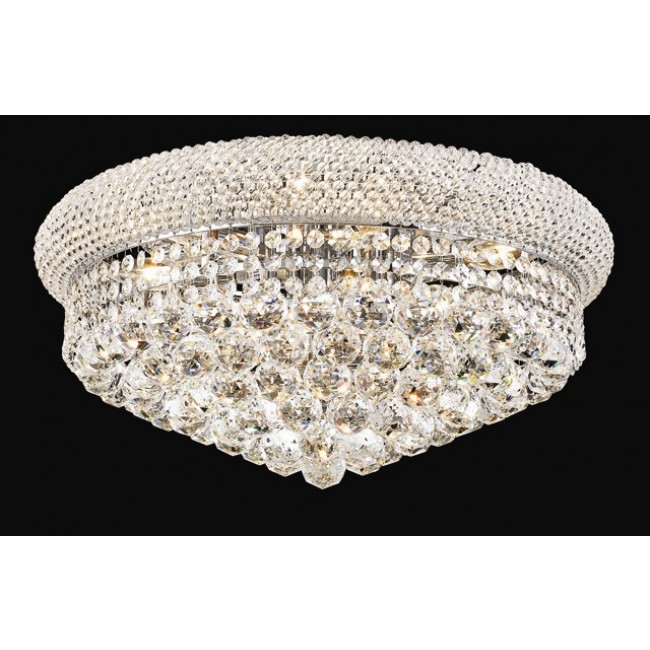 10 light crystal flush mount ceiling light dressed with crystal balls with polished chrome