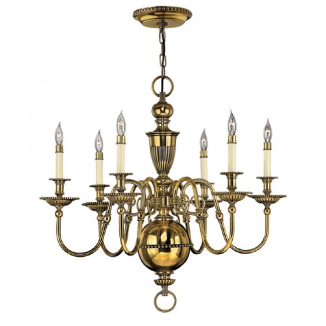 Burnished Brass Six-Light Chandelier