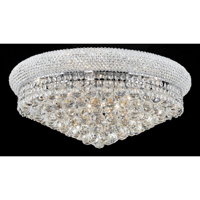 12 light crystal flush mount ceiling light dressed with crystal ball with polished chrome