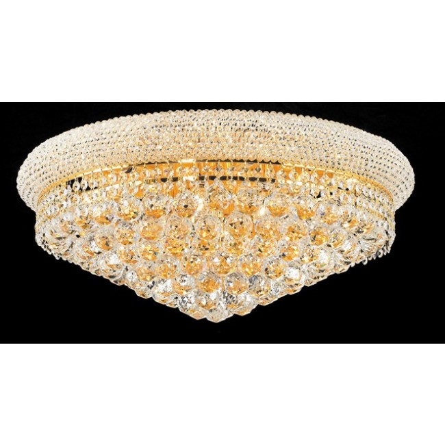 12 light crystal flush mount ceiling light dressed with crystal balls gold finish