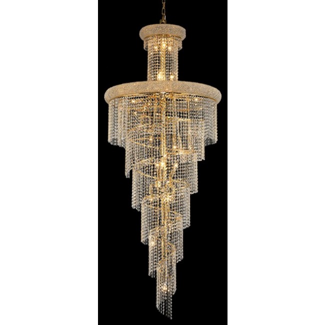 28 Light Spiral Crystal Chandelier gold plated