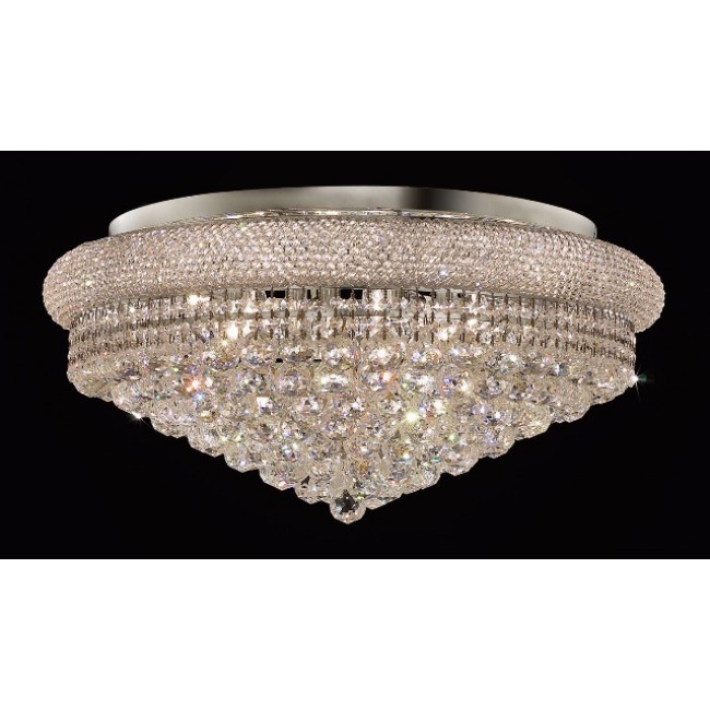 15 light polished chrome crystal flush mount ceiling light dressed with crystal balls