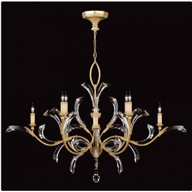 Eight-Light Chandelier in Muted Gold Leaf Finish
