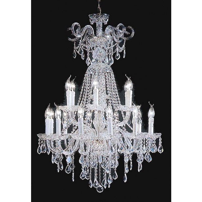 18 Lights Bohemian Crystal chandelier in polished chrome finish