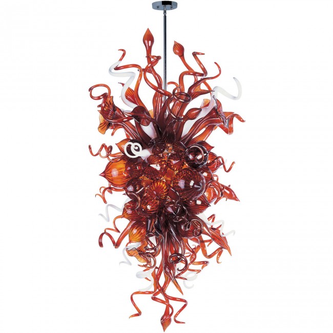 International Mimi LED Polished Chrome 18-Light Single Pendant with Root Beer Glass