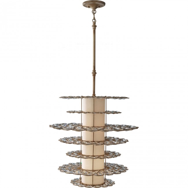 Burnished Silver Crystal Two-Light Fluorescent Pendant