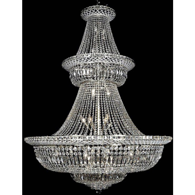 48 lights polished chrome crystal chandelier dressed with 25% full lead crystals