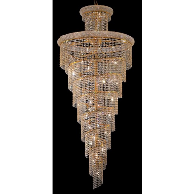 32 Light Spiral Crystal Chandelier gold plated