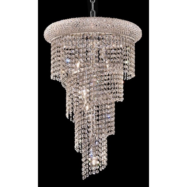10 Light Spiral Crystal Chandelier chrome plated