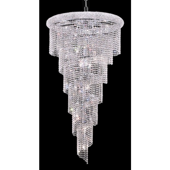 28 Light Spiral Crystal Chandelier chrome plated