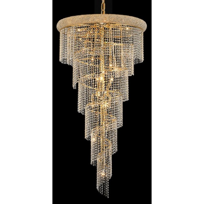28 Light Spiral Crystal Chandelier gold plated