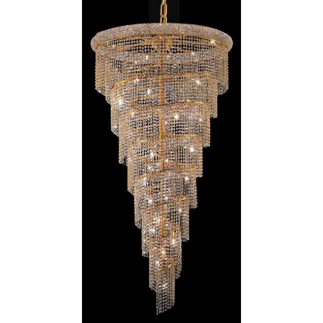 26 Light Spiral Crystal Chandelier gold plated