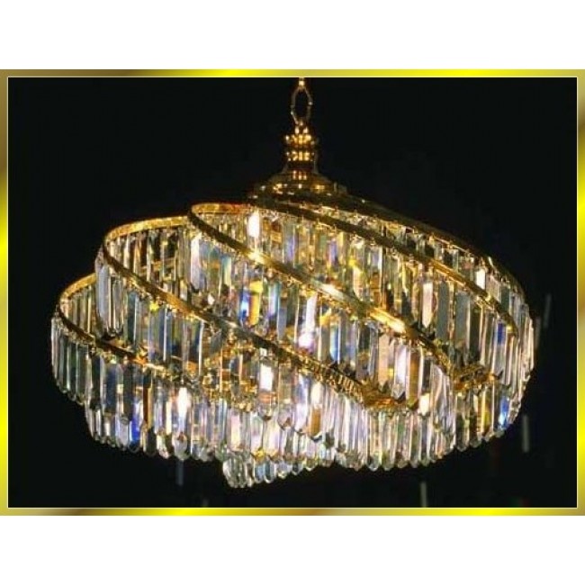 6 lights spiral crystal chandelier in gold plated finish