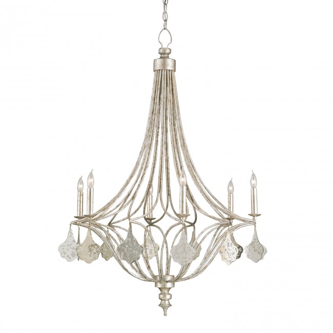  Lavinia Gracian Silver Leaf Six-Light Chandelier