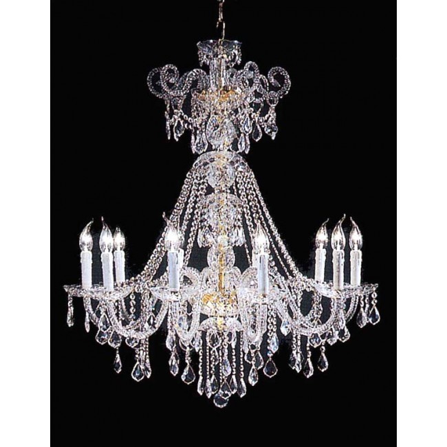 10 Lights Bohemian Crystal chandelier in gold plated finish