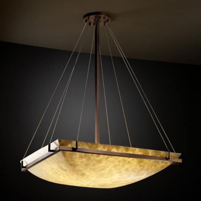 Group Clouds 36-Inch Square Bowl 6000 Lumen LED Pendant with Ring