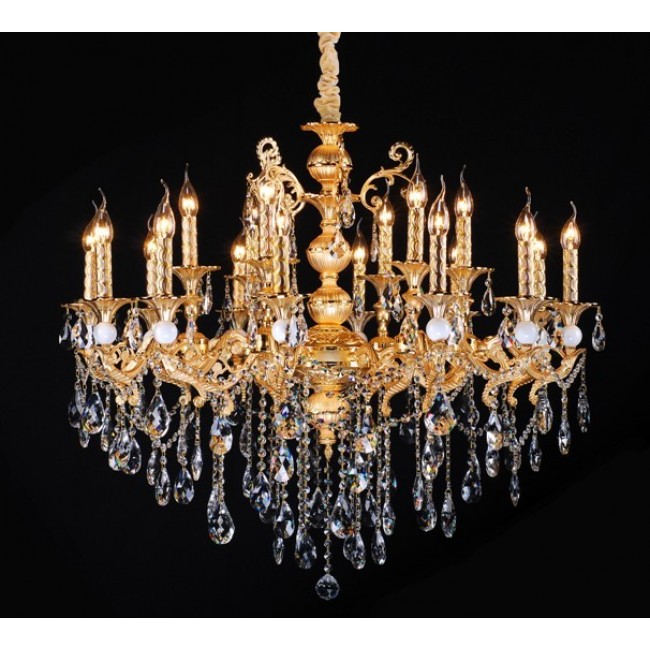 Gold plated 16 Light Zinc Alloy crystal Chandelier