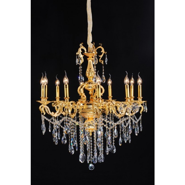 Gold plated 10 light traditional crystal Chandelier