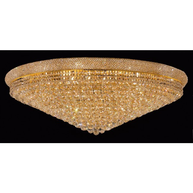 33 light gold plated large crystal flush mount ceiling light dressed with crystal balls