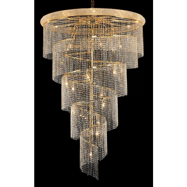 29 Light Spiral Crystal Chandelier gold plated