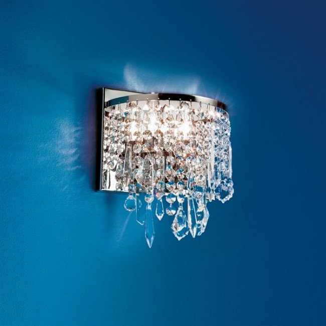 2 Light crystal Wall Sconce in polished chrome