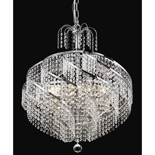 10 Light Spiral Crystal Chandelier chrome plated