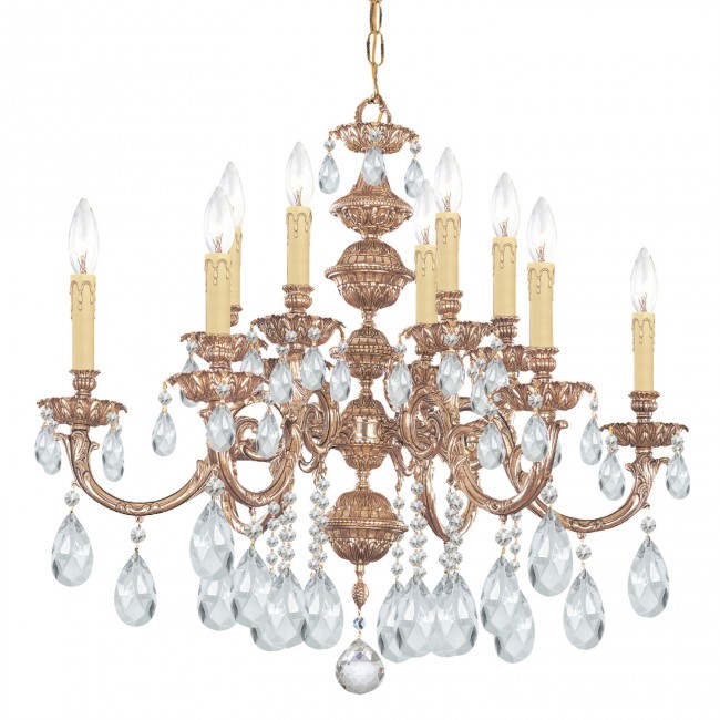 Ornate Cast Brass Six-Light Chandelier 