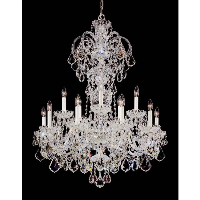 15 Lights Bohemian Crystal chandelier in polished chrome finish