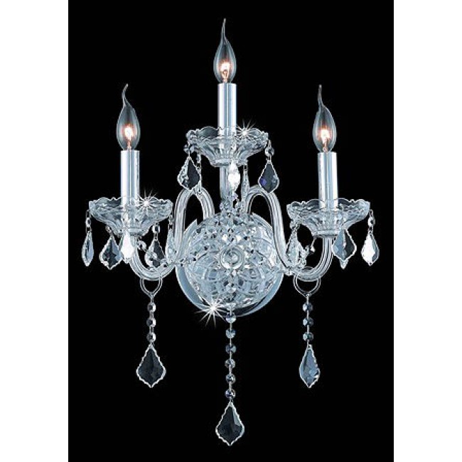 Traditional 3 light Wall Sconce in polished chrome finish